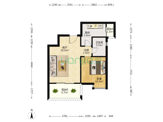 川成商住楼 1室1厅1卫 58平方