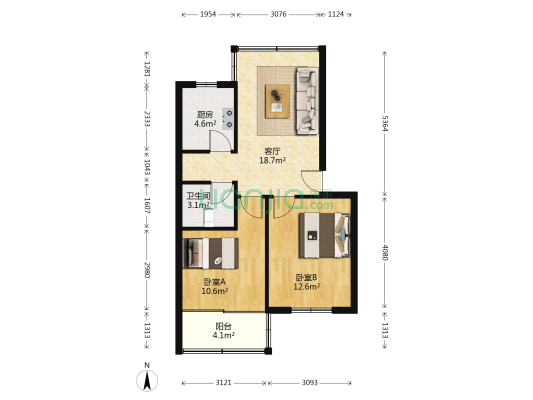 朝晖苑 2室1厅1卫 68平方