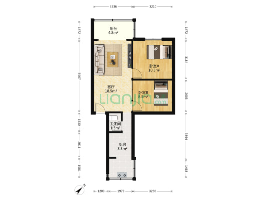 建设南新路23号 2室1厅1卫 59平方