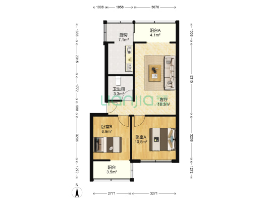 平福路129号 2室1厅1卫 65平方