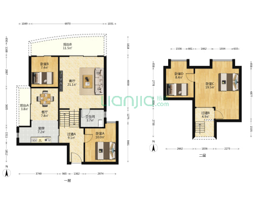 天江景城住宅小区 4室2厅1卫 146平方