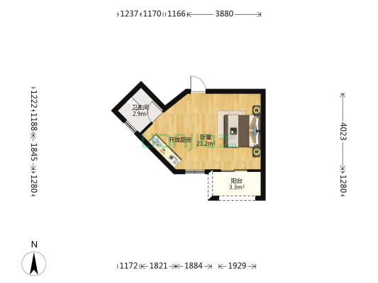 凯旋帝景 1室0厅1卫 36平方