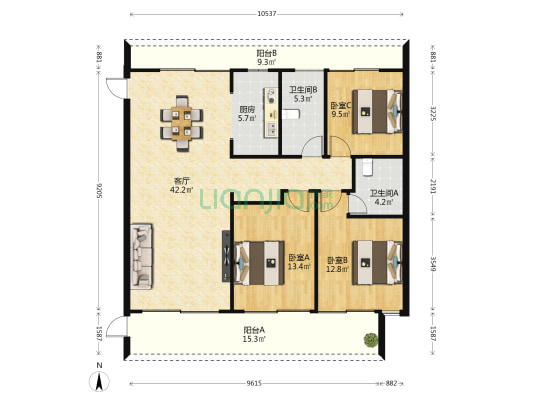 国广·海棠 3室1厅2卫 118平方
