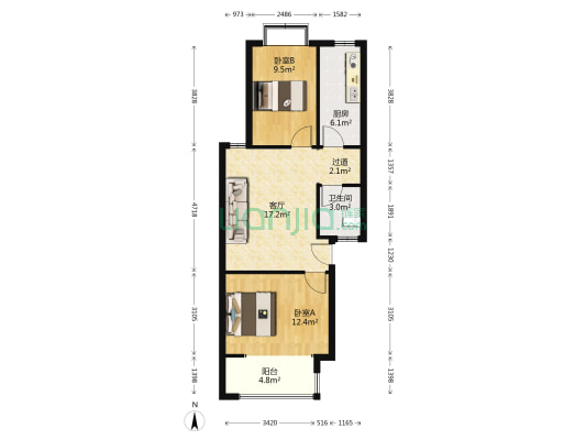 景明佳园集景苑 2室1厅1卫 71平方