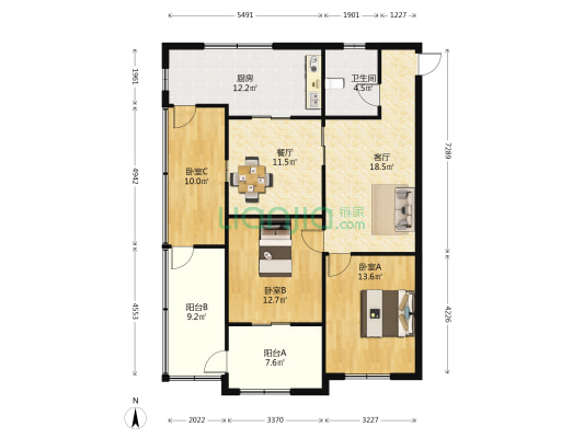 吉安新村 3室2厅1卫 85平方