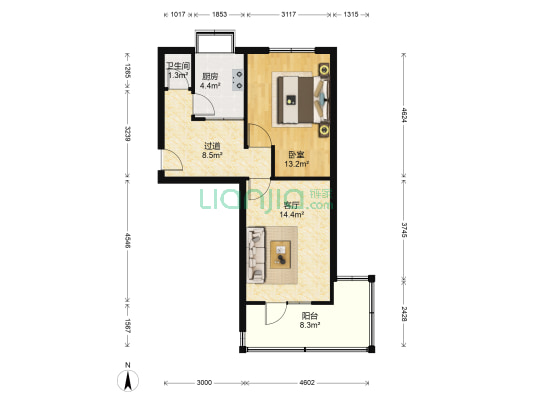 省图书馆家属院（读者大道） 1室1厅1卫 46平方
