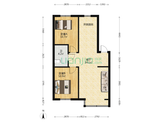 肇工家园 2室1厅1卫 81平方