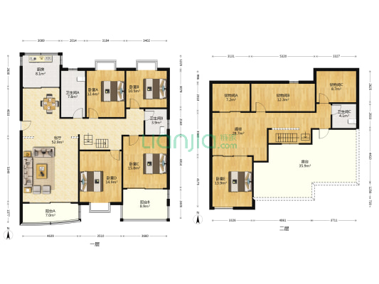 象山花园 5室1厅3卫 223平方