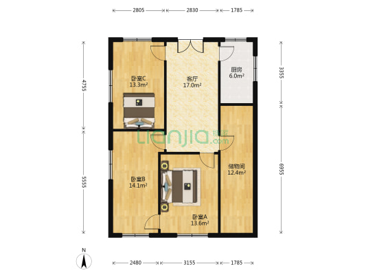 戈甲营 3室1厅0卫 167平方