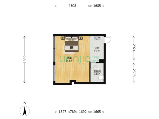 双龙·逸品 1室0厅1卫 46平方