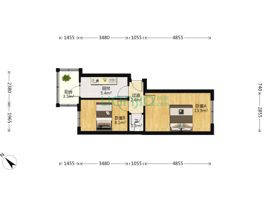 长发街 2室0厅1卫 42平方