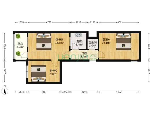 郓城北路 3室0厅1卫 74平方