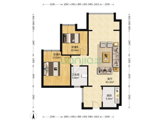 欧郡C区 2室1厅1卫 81平方