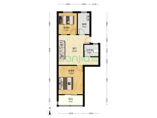 康兴园小区 2室1厅1卫 60平方