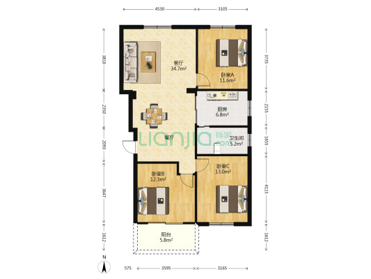 福美苑 3室1厅1卫 110平方