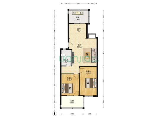 东工商河路6-1小区 2室2厅1卫 83平方