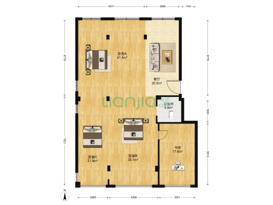 绅坊动车站安置房二区 4室1厅1卫 168平方