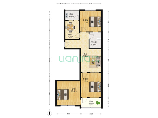 燕翔路13号 3室2厅1卫 98平方