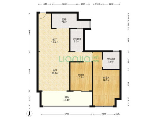 状元首府 2室2厅2卫 116平方