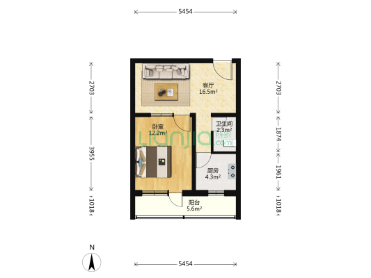 酒仙桥村 1室1厅1卫 50平方