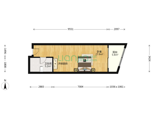 智慧大厦 1室0厅1卫 60平方