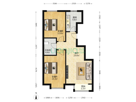 新瑞园 2室1厅1卫 90平方