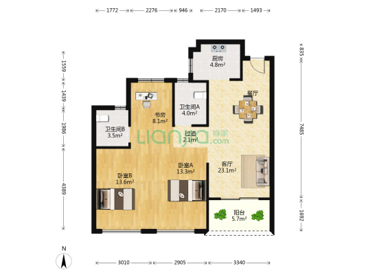 万朵城(许村) 3室1厅2卫 94平方