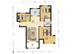 k2狮子城北区3室2厅1卫，南北通透，东边户，明厨明卫-涿州K2狮子城北区户型图