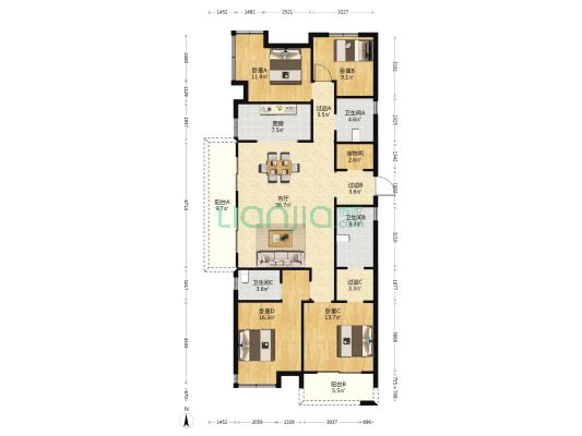 城投联投誉江南 4室1厅3卫 177平方