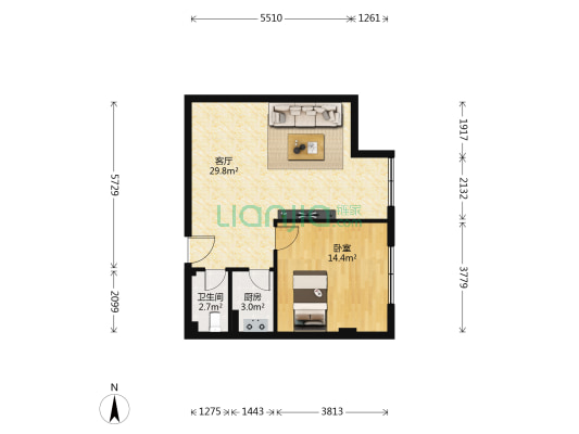 南都国际 1室1厅1卫 69平方
