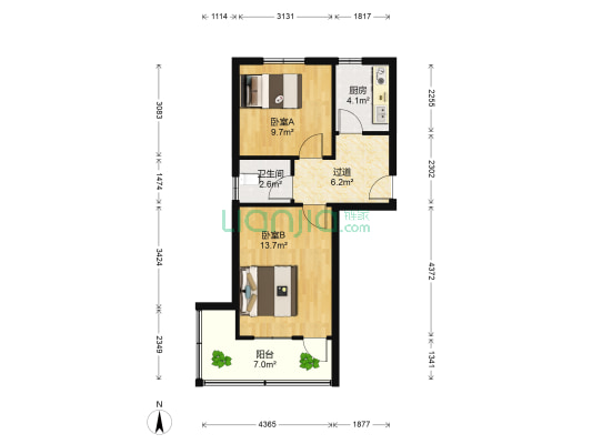 黄河西路30号 2室0厅1卫 51平方
