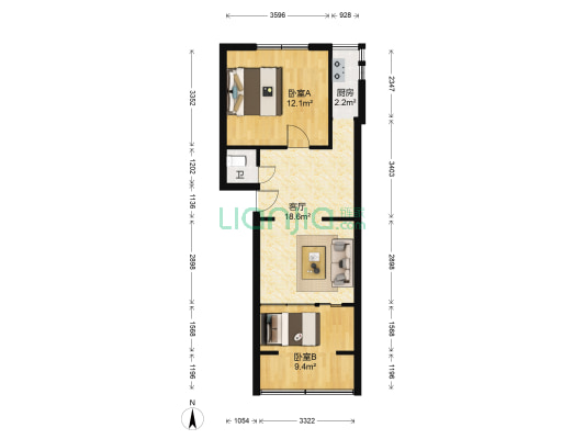 桥西社区 2室1厅1卫 54平方
