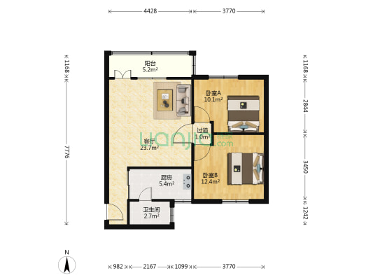 江泰路 2室1厅1卫 72平方