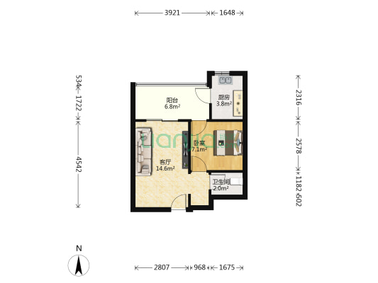盛泰佳园 1室1厅1卫 45平方