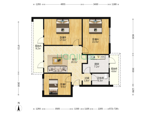 如意大道107号 3室1厅1卫 98平方