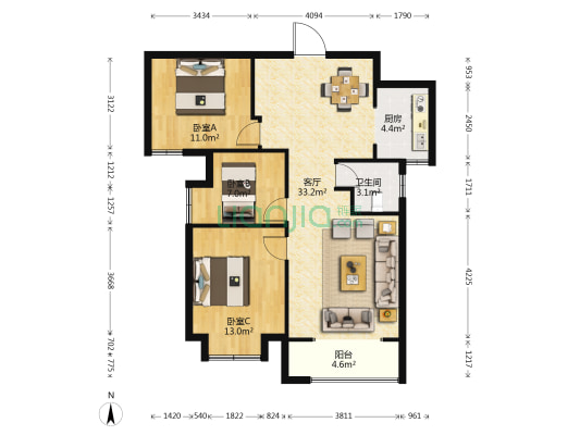 湖北交投·颐和华府 3室1厅1卫 102平方