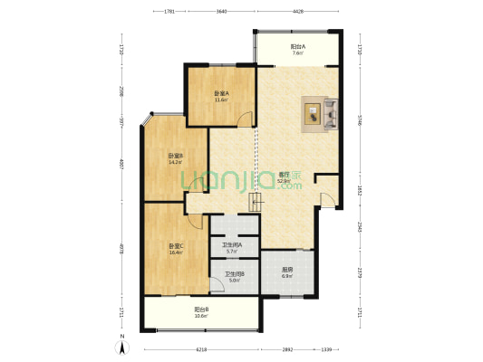 涤纶厂家属院 3室1厅2卫 140平方