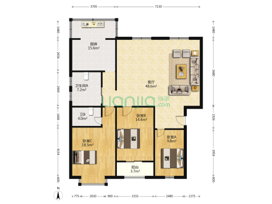 新兴楼(路北区) 3室1厅2卫 135平方
