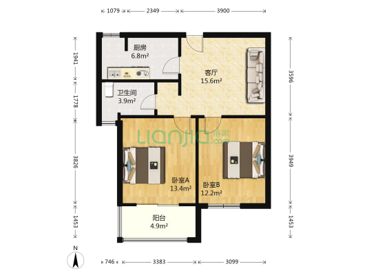国园壹城 2室1厅1卫 74平方