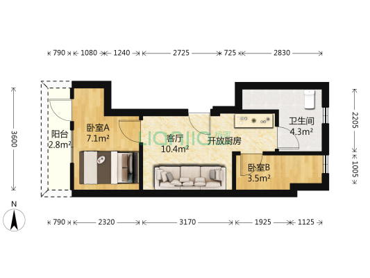 仁济路 2室1厅1卫 38平方