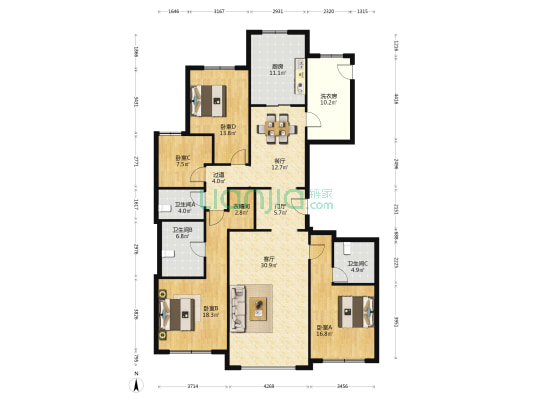 孔雀城大湖天悦 4室2厅3卫 185平方