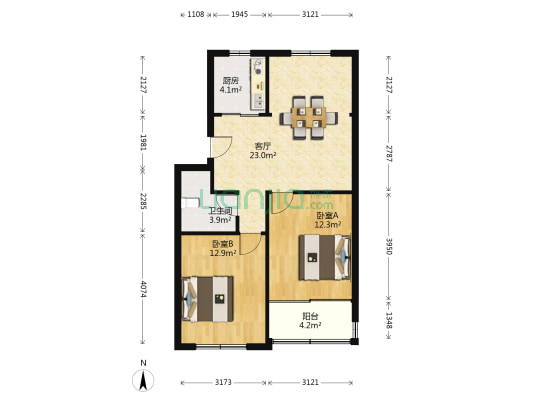 斜西街298号 2室1厅1卫 73平方