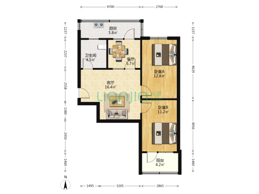 郑州油漆厂家属院北区 2室2厅1卫 69平方