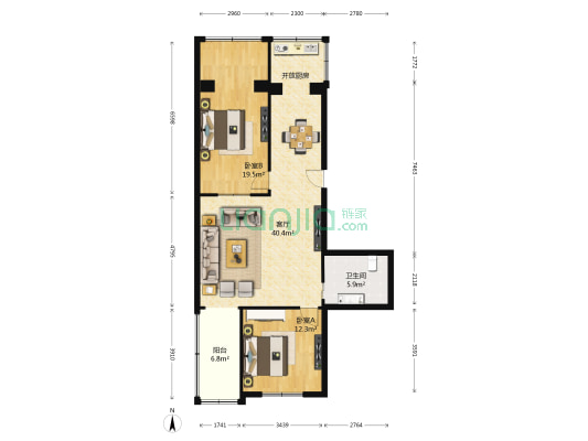 五一广场长江路北 2室1厅1卫 84平方