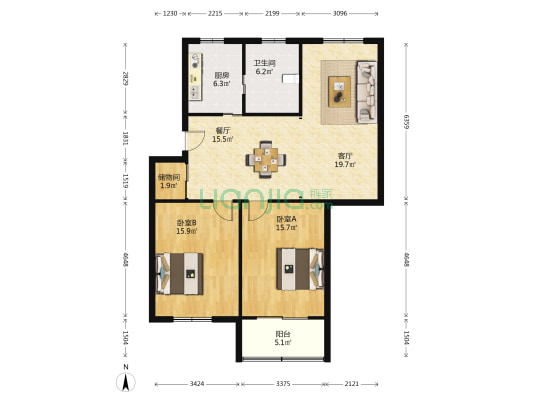 新川公寓 2室2厅1卫 104平方