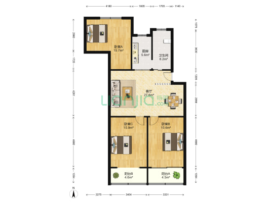 通州歌舞团生活区 3室1厅1卫 111平方
