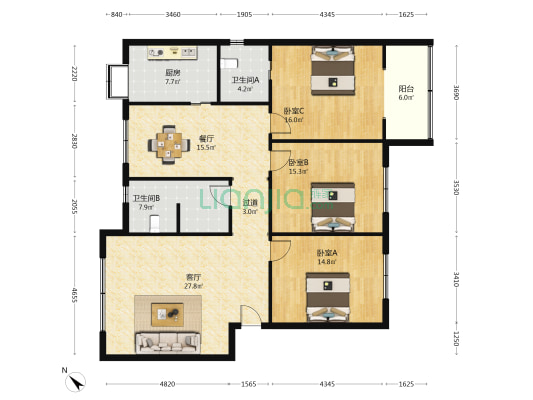 三店中路54号 3室2厅2卫 141平方