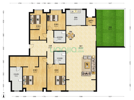 运达会展湾 4室1厅3卫 263平方