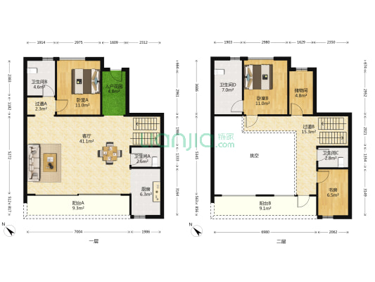 曲水风和石上 3室1厅4卫 163平方