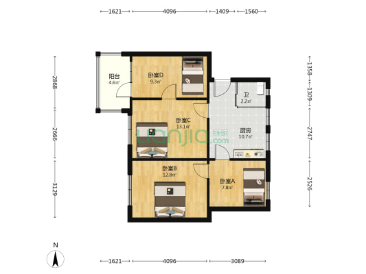 一汽8B街区 4室0厅1卫 81平方